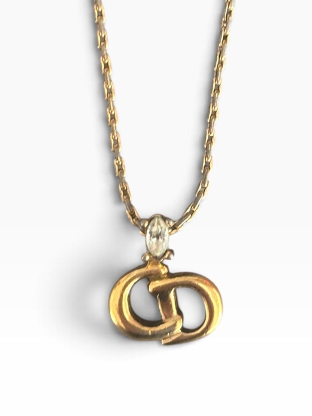 Dior Vintage Crystal Logo Necklace - Picture 3 of 5